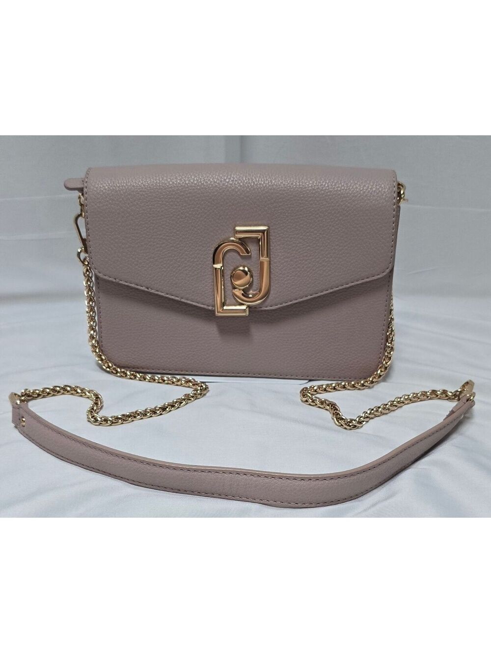 Liu Jo Taupe Crossbody Bag Gold Chain Shoulder Purse